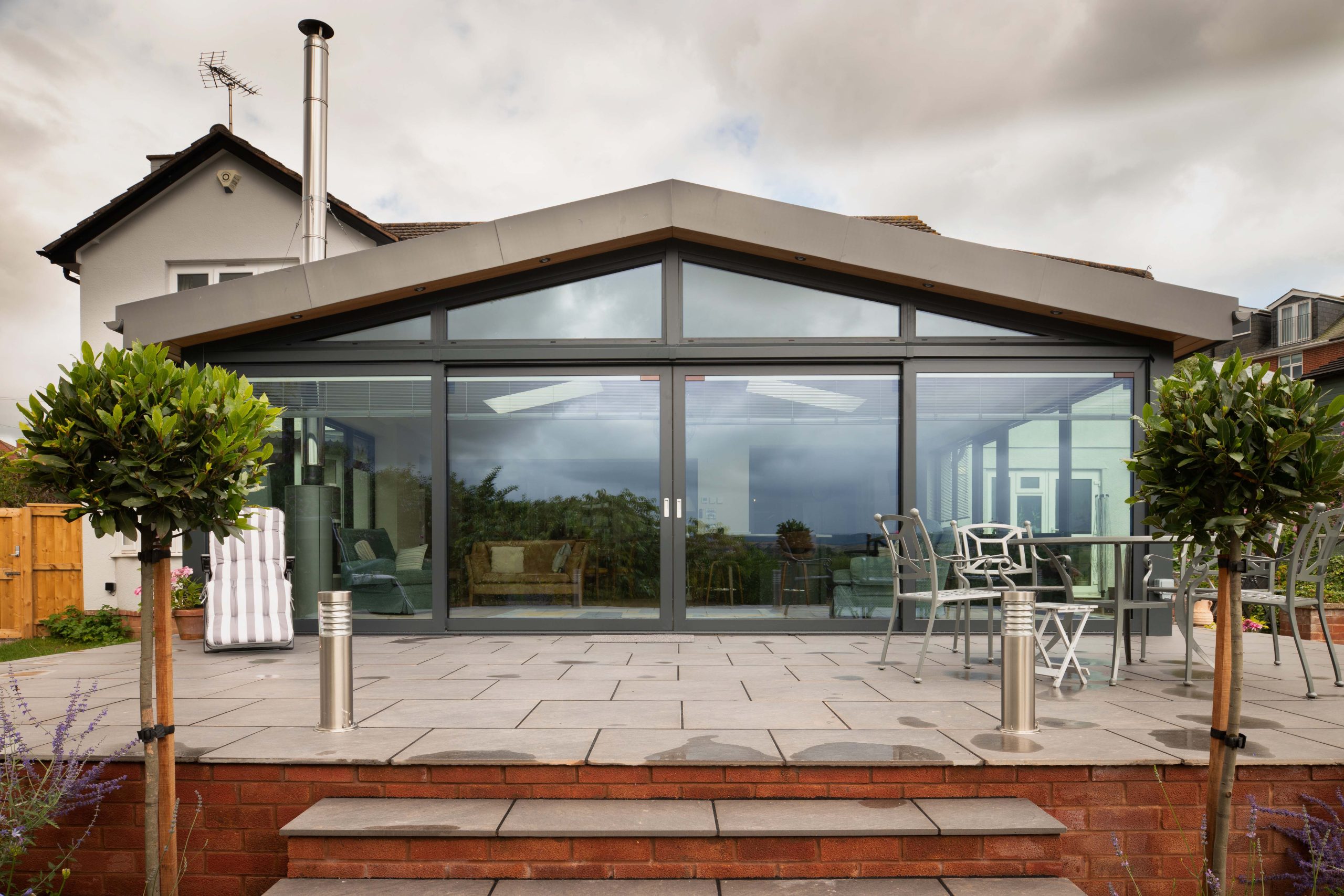 Glazed aluminium gable extension with sliding doors – Inspired Glazing, windows and doors in Kent
